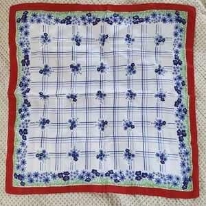 Vintage Floral Blue and Red Scarf
